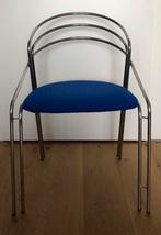 VINTAGE stoel CHROOM/GESTOFFEERD, Huis en Inrichting, Stoelen, Ophalen, Blauw, Zo goed als nieuw, Metaal