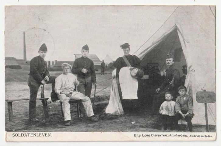 Soldatenleven tentenkamp 1906 oude ansichtkaart, Verzamelen, Militaria | Algemeen, Landmacht, Overige typen, Nederland, Verzenden