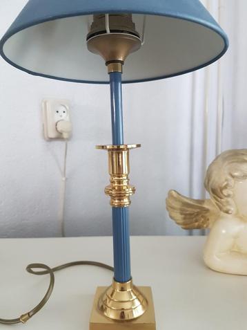 Mid Century Brass tafellamp, messing - Blauw beschikbaar voor biedingen
