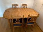 Grenen eettafel met 6 stoelen, Huis en Inrichting, Tafels | Eettafels, Ophalen, Gebruikt, Rustiek, 50 tot 100 cm