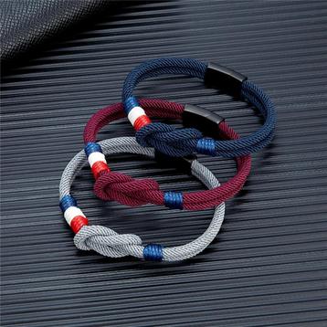 Gevlochten Touw Heren Armband / Robuuste Grijze Rode Blauwe beschikbaar voor biedingen