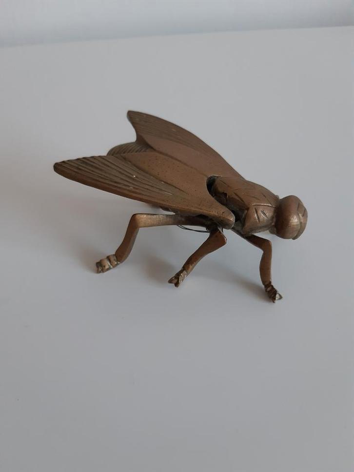 Messing vlieg, messing asbak, jaren 60, Antiek en Kunst, Antiek | Koper en Brons, Ophalen of Verzenden