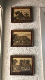 Twents aquarelleren van boerderijen, Ophalen of Verzenden, Zo goed als nieuw, Hout, Minder dan 50 cm