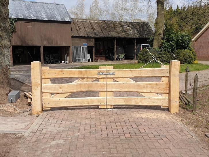Eiken poorten, robinia palen, afrastering, hekwerk, Tuin en Terras, Tuinhekken en Hekwerk, Nieuw, Tuinhek, Hout, Met poort, Ophalen