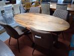 Nieuwe Ovale mango houten tafel 160 x 90 cm met metalen poot, 50 tot 100 cm, Nieuw, 150 tot 200 cm, Metaal