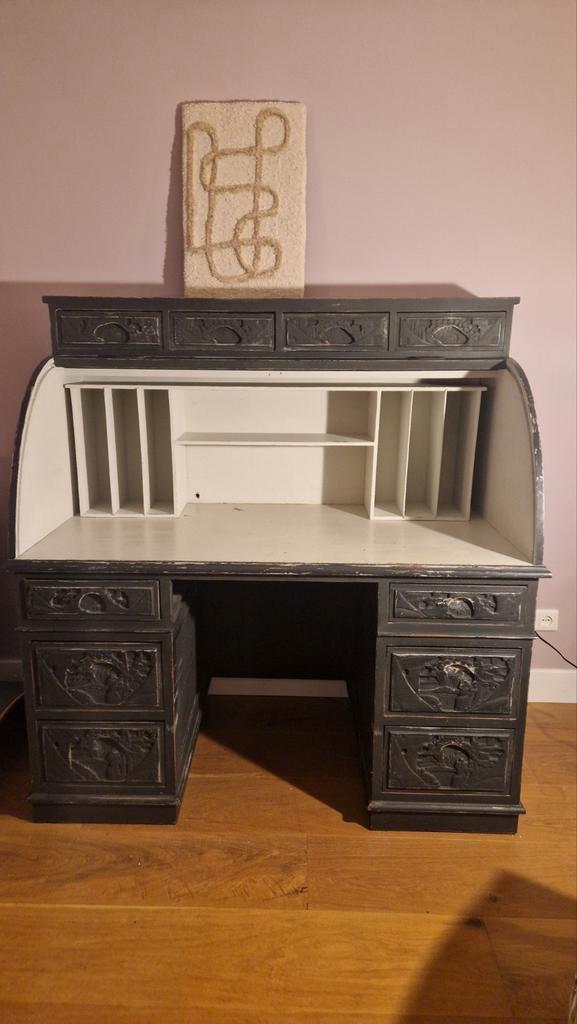 Antiek Chinees bureau met rolluik, Huis en Inrichting, Kasten | Secretaires, Gebruikt, Ophalen