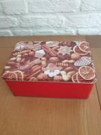 Blik. Rood en fotoprint in winter- en kerstsfeer. 20x12x8 cm, Ophalen of Verzenden, Zo goed als nieuw