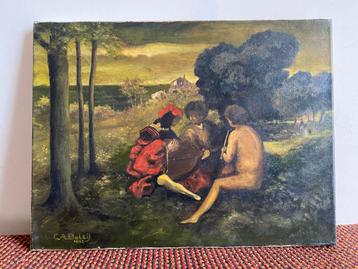 Klassiek schilderij van musicerende jongens beschikbaar voor biedingen