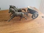 Vintage Decorstuk Tinnen Paard met Strijdwagen, Antiek en Kunst, Ophalen of Verzenden
