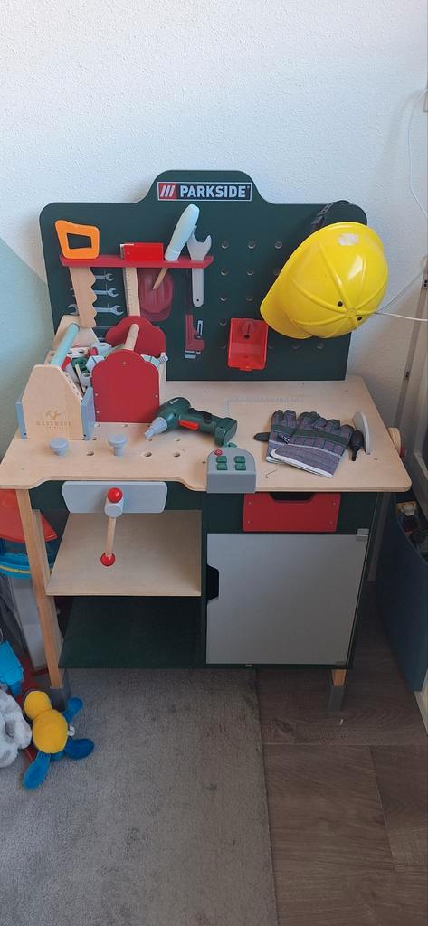Houten Werkbank Parkside - Kinderen, Kinderen en Baby's, Speelgoed | Speeltafels, Zo goed als nieuw, Ophalen