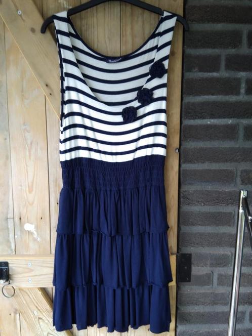 Heerlijk zomers jurkje blauw wit met streepje, maat M, Kleding | Dames, Jurken, Zo goed als nieuw, Maat 38/40 (M), Blauw, Boven de knie