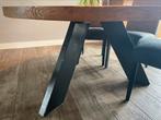 Ronde houten eettafel met 6 stoelen, 100 tot 150 cm, 100 tot 150 cm, Rond, Gebruikt
