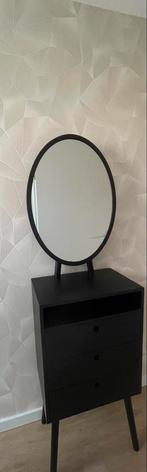WOOOD Vanity Ladekast Met Spiegel - Hout - Zwart - 186x55x35, Ophalen, Zo goed als nieuw, Hout, 50 tot 100 cm