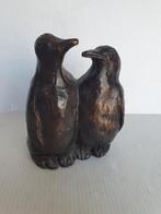 bronzen beeld van  2 pinguïns met jong Tonna Lucassen, Ophalen of Verzenden, Brons
