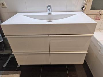 Modern Assenti badmeubel, 1 meter. Hoogglans wit, 4 lades beschikbaar voor biedingen