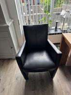 6 lederen stoelen met wielen, Gebruikt, Zwart, Leer, Ophalen of Verzenden