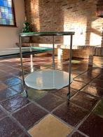 Glazen bijzettafel, Huis en Inrichting, Tafels | Bijzettafels, Ophalen, Minder dan 55 cm, Rond, Modern