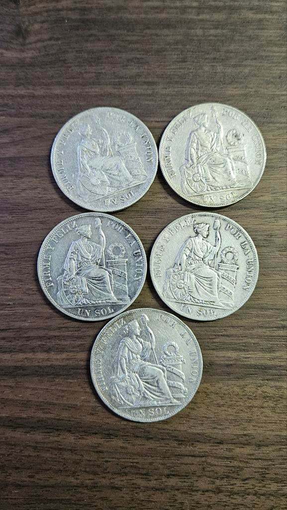 5 x un sol peru zilver, Ophalen of Verzenden, Oostenrijk, Zilver