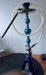 Blauwe waterpijp met zilveren details, Ophalen, Glas