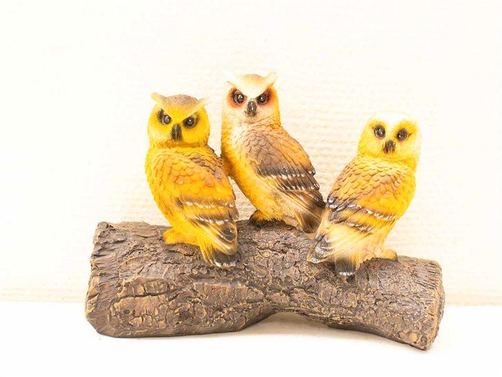 3 uilen op een stam 31061, Verzamelen, Beelden en Beeldjes, Gebruikt, Ophalen of Verzenden