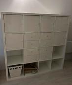 Witte Ikea Kallax kast met deurtjes en lades, Ophalen, Kunststof, 100 tot 150 cm, Zo goed als nieuw