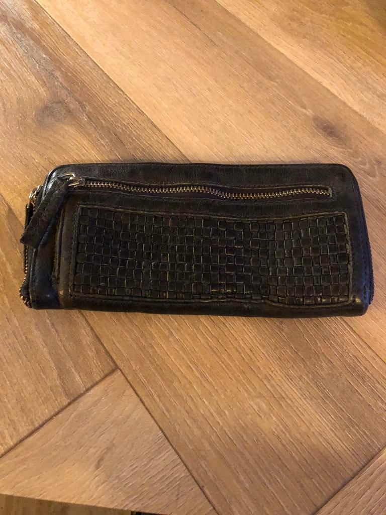 Cowboysbag portemonnee donkerblauw leer., Overige merken, Gebruikt, Blauw, Ophalen of Verzenden