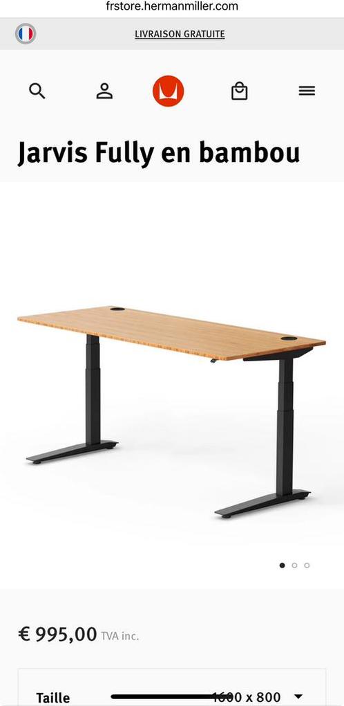 Fully Jarvis Herman Miller standing desk, Huis en Inrichting, Bureaus, Zo goed als nieuw, Elektrisch, Ophalen