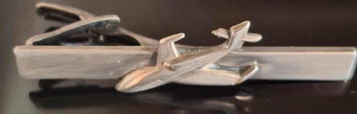 Dasspeld. Vliegtuig. Silverplated.  Piloot., Kleding | Heren, Stropdassen, Zo goed als nieuw, Zwart, Ophalen