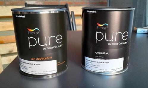 Flexa pure grondlak en lak zijdeglans, Ral 9005 voor binnen., Doe-het-zelf en Verbouw, Verf, Beits en Lak, Nieuw, Lak, Minder dan 5 liter
