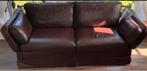 Prachtige kastelenbank , stevig donkerbruin leer., Ophalen, Kan bij alle stijlen, Zo goed als nieuw, Rechte bank