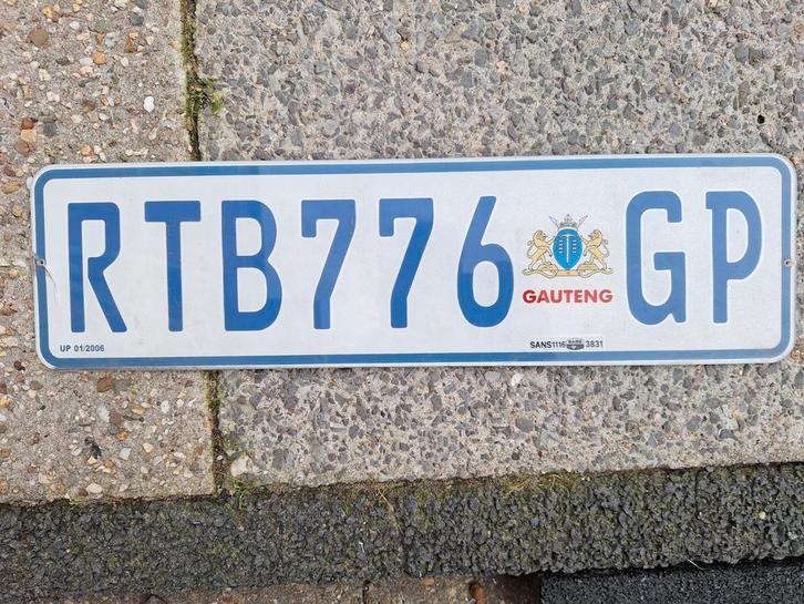 Kentekenplaat uit Zuid-Afrika, Verzamelen, Automerken, Motoren en Formule 1, Gebruikt, Auto's, Ophalen of Verzenden