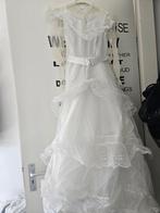 Vintage trouwjurk mt 34 kant, Ophalen of Verzenden, Zo goed als nieuw, Wit, Trouwjurk