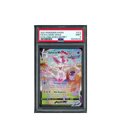 Pokemon Sylveon VMAX Evolving Skies Full Art #212 PSA 9, Hobby en Vrije tijd, Verzamelkaartspellen | Pokémon, Zo goed als nieuw