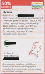 Elysium Bleijswijk. 50% korting. Postcodeloterij kortingsbon, Drie personen of meer, Kortingsbon, Spa of Sauna