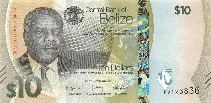 Belize 10 Dollars 2025 Unc pn 75a, Postzegels en Munten, Bankbiljetten | Amerika, Los biljet, Midden-Amerika, Ophalen