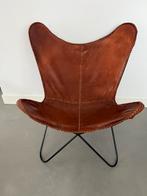 Cognac leren vlinderstoel, Ophalen, Zo goed als nieuw, Leer, 75 tot 100 cm
