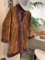 Vintage Afghaanse lammy coat M L bohemian embroidery jas, Maat 38/40 (M), Ophalen of Verzenden, Bruin, Zo goed als nieuw