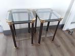 Bijzettafels glas, metaal, Huis en Inrichting, Tafels | Bijzettafels, Minder dan 55 cm, Rond, Ophalen, 45 tot 60 cm