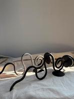 Vintage bruin zwart castiron set swirl wand kandelaars l33cm, 25 tot 50 cm, Bruin, Ophalen of Verzenden, Zo goed als nieuw