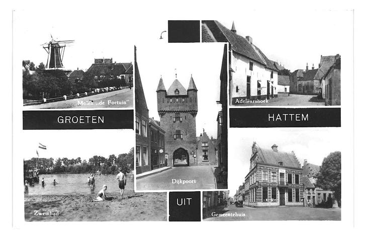 944866 Hattem Gld 1958 gel in 62 Gelopen met postzegel, Verzamelen, Ansichtkaarten | Nederland, Gelopen, Gelderland, 1940 tot 1960
