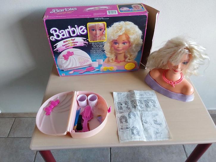 Vintage Barbie Make-up Hoofd met Accessoires, Kinderen en Baby's, Speelgoed | Poppen, Gebruikt, Barbie, Ophalen