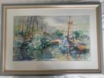 Waterverf/aquarel schilderij jachthaven inclusief lijst, Ophalen