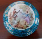 Limoges - Grote Ronde Schaal met Deksel ( ijsblauw & goud ), Ophalen of Verzenden