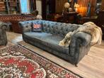 Chesterfield Set in Stoere Vintage leer grijs zwart gevlamd, Ophalen, Info@chesterfieldjunkie.nl, Zo goed als nieuw, Chesterfield