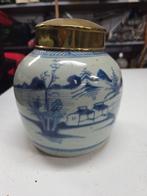Antieke Chinese gemberpot met koperen deksel, Antiek en Kunst, Ophalen of Verzenden
