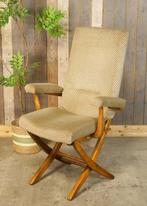 Sierlijke verstelbare vintage fauteuil goudkleurige accenten, Ophalen, Hout, Gebruikt, --
