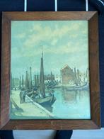 Spakenburg vissershaven, oude print van aquarel van C.M.Carm, Ophalen of Verzenden