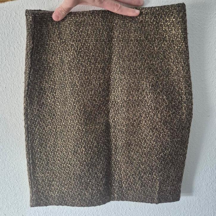 Jubylee Rok - Gouden accenten - Maat S, Kleding | Dames, Rokken, Zo goed als nieuw, Maat 36 (S), Bruin, Knielengte, Ophalen of Verzenden