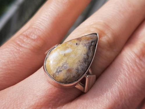 Vanoli 925 zilveren ring met jaspis / jasper maat 16,75, Sieraden, Tassen en Uiterlijk, Ringen, Nieuw, Dame, Kleiner dan 17, Beige