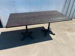 Luxe Eikenhouten tafel 180x90, Tafelpoten gietijzer, Ophalen